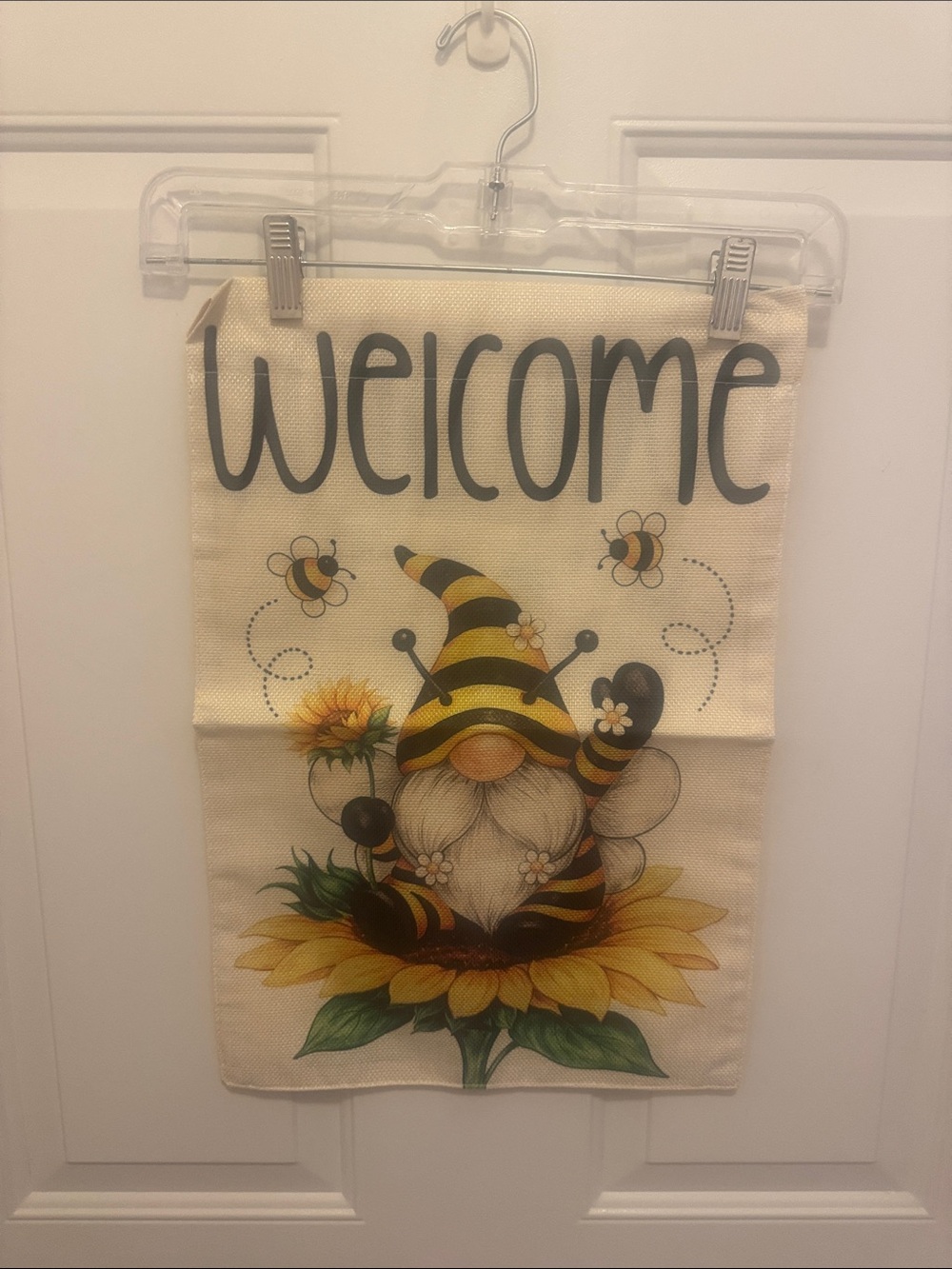 Welcome Gnome Sunflower Flag - Yellow and Black